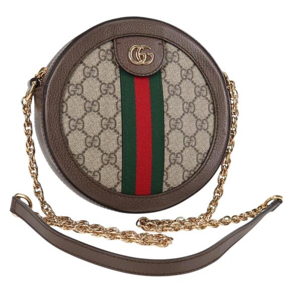 GUCCI GG Marmont Web Sherry Line Chain Bag Pvc Beige Gold - Picture 1 of 16
